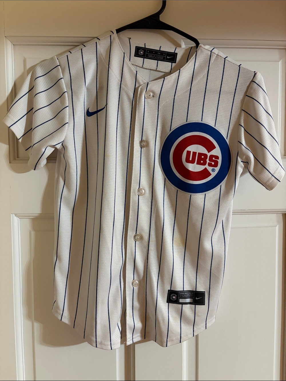Nike White & Blue Chicago Cubs Youth Pinstripe Jersey